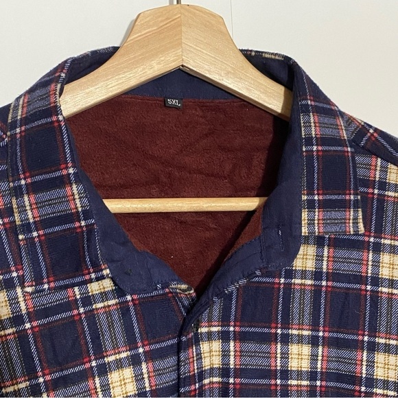 Men’s plaid checkered button down collared flannel shirt blue black white red - Picture 3 of 8